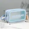 Bolsa de Higiene Pessoal Portátil Transparente Fosca à Prova d'Água Espessa de Grande Capacidade Estilo Coreano Saco de Maquiagem à Prova de Poeira