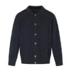 Chaqueta de punto con solapa a cuadros de color liso texturizado para hombre, marca de moda europea y americana, prendas de punto sueltas casual para primavera y otoño