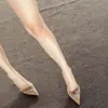 Novos sapatos de salto alto nude 2024, bico fino, adornados com strass, sexy e elegantes, perfeitos para mulheres usarem em festas