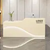 Mostrador de caja registradora pequeño mate para salón de belleza mesa de bar comercial simple moderna recepción de recepción de empresa