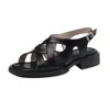 Sandalias Romanas de Suela Gruesa y Tacón Bajo de Nuevo Estilo para Verano 2026 para Mujer, Sandalias Negras de Estilo Sencillo para Exteriores con Hebilla de Una Tira