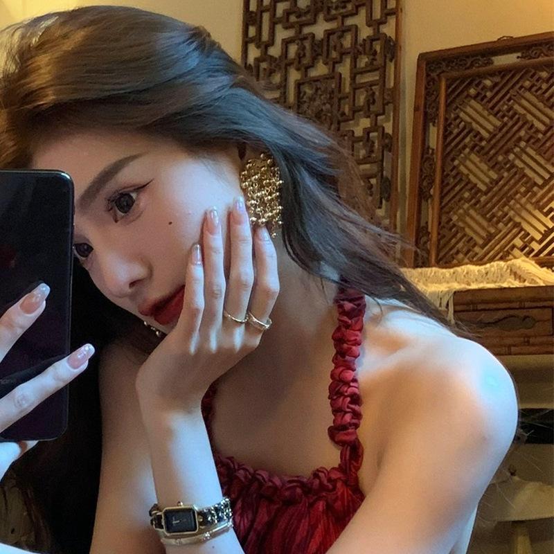 2312279 (1) 欧美复古网红花三三同款金属串珠流苏个