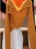 Suéter de Tricô Laranja com Acabamento em Renda para Mulheres no Outono, Estilo Francês Retrô, Macio e Preguiçoso, Inspirado em Dopamina, Super Estiloso