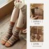 Nuevos Calcetines para Mujer en Otoño e Invierno Calcetines de Felpa Estilo Japonés Retro Calcetines de Media Pantorrilla Estilo Étnico Doble Aguja Doble Vía Color Maillard