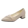 Zapatos de tacón de vestir para mujer, punta fina, tacón medio, zapatos pequeños de piel, para todas las estaciones, elegantes, formales, tacones altos de moda con detalle de pliegues