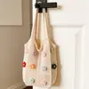 Bolsa de Hombro Grande de Gran Capacidad Estilo Vacaciones en la Costa Bolso de Moda Nuevo Bolso Tote de Punto Hueco con Flores para Mujer