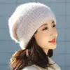 Novo chapéu de tricô de lã outono e inverno para mulheres, quente e grosso, com proteção para as orelhas, moderno e versátil, faz o rosto parecer menor, chapéu slouchy