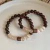 Jingxing Original Estilo Chino Nuevo Estilo Chino Sándalo Dorado Ojo de Gato Pulsera Pulseras para Hombres y Mujeres Pareja Círculo Único Accesorios Cuentas de Madera