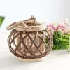 Linterna de Huracán Linterna Decoración de Patio Retro Americana con Cuerda Linterna Tejida de Mimbre Natural Decoración del Hogar Estilo Antiguo Wei Yan