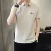 Camisa polo manga corta hombre 2025 verano nuevo delgado transpirable perlas camiseta manga media hombre solapa uso verano hombre