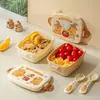 Serie Capibala Fiambrera de Plástico Fiambrera Portátil con Cuchara Fiambrera para Estudiantes Apta para Microondas Fiambrera