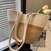 Bolsa de Grande Capacidade para Mulheres, Novo Estilo Verão 2026 Bolsa de Ombro, Bolsa de Palha Estilo Balde Popular Mais Vendida, Tendência de Moda de Rua