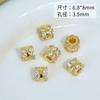 Cuentas de gran agujero con circón microincrustado en oro de 18 quilates que preservan el color, cintura pequeña, joyería hecha a mano, pulsera, collar, pendientes, accesorios