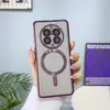 Para funda de teléfono Huawei mate60pro CD plating magnético iphone15 con película para lente cubierta transparente 11