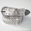 Cinturón de piel auténtica para mujer, estilo coreano, con decoración de diamantes, ancho, de piel de vaca y diamantes de imitación, combina con todo.