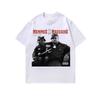 Camiseta de manga corta de estilo europeo y americano con estampado antiguo, lavado pesado, base de agua, estilo perezoso para hombre, estilo americano, marca de moda hip hop.
