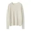 Suéter Elegante Versátil de Otoño e Invierno de Cuello Redondo para Mujer Suelto Tejido Interior 100% Cachemira Pura Top Base Amigable con la Piel