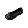 Zapatos de Abuela con Remaches de Moño 2026 Estilo Suave Bailarinas de Hada Mocasines Franceses Zapatos de Tacón Bajo para Mujer Estilo Nuevo