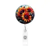 Direto do Fabricante: Porta-Crachá Retrátil Floral Transfronteiriço com Fivela de Puxar Fácil, Porta-Crachá de Plástico com Design Floral e Animal