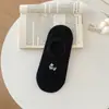 Calcetines Antideslizantes para Mujer Tipo Barco, Calcetines de Algodón, Calcetines Cortos de Corte Bajo, Bordado de Dibujos Animados en Gris, Invisibles, Delgados Estilo Primavera