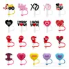 Día de San Valentín amor caricatura linda tapa para popote tapón de polvo para popote de silicona taza rosa 8/10MM funda para popote