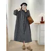 Vestido de Manga Larga a Cuadros Color-Block Colección Primavera 2026 Casual Cuello de Muñeca Vestido Largo de Botones Sencillos Venta al por Mayor para Mujer