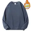 Sudadera Pesada de Color Sólido Estilo Americano para Hombre, Forrada de Polar para Otoño e Invierno, Marca de Moda, Blanca, Holgada, Casual, Sin Capucha
