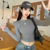 Camiseta de manga larga con forma de estrella y diamantes para mujer, adecuada para otoño e invierno, se puede usar como capa base o sola, corte ajustado y top regular favorecedor