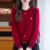 Nuevo Cárdigan de Lana Tejida Otoño e Invierno 2025 para Mujer Suéter Holgado de Manga Larga Chaqueta para Mujer Top de Gama Alta