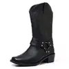 Botas altas de cuero populares para hombre transfronterizas, elegantes botas de motocicleta, botas de cuero para montar para hombre, botas de caballero de moda, zapatos de moda para hombre en stock