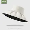 Sombrero coreano de vinilo negro para protección solar para mujer, sombrero de sol de verano para proteger la cara de los rayos UV, sombrero de pescador de ala ancha para ciclismo