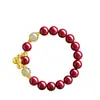 Pulsera de Cinabrio Crudo para la Buena Suerte, Pulsera de Arena Roja Imperial Morado Dorado para Hombres y Mujeres en su Año Zodiacal, Mayoreo