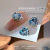Taladro de uñas de pila azul claro joyería de uñas azul brillante cristal azul almohada de azúcar cuadrado rectangular hacha gorda cuadrada taladro de uñas de pila terminado