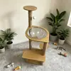 Marco de escalada para gatos de sisal con nido para gatos tipo cápsula espacial, plataforma de salto para gatos resistente a los arañazos, marco de escalada multifuncional para gatos, juguete resistente para gatos
