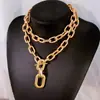 Collares Populares Europeos y Americanos, Collares Apilados de Doble Capa con Cadena Gruesa Estilo Punk Personalizados para Mujer, Cadena de Clavícula de Clip de Papel de Moda