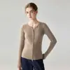 Suéter 100% Cachemir Puro para Mujer Cardigan de Canalé Cuello Redondo Doble Cremallera Abrigo Cálido Elegante Versátil Prendas de Punto Adelgazantes