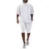 2025 Popular de Exportação Versão Grande Traje Esportivo Casual Solto Camiseta de Manga Curta Shorts Tendência Europeia e Americana Roupas Masculinas