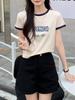 Top Curto de Algodão Puro para Mulheres Verão 2025 Novo Estilo Coreano Slim Cintura Alta Umbigo à Mostra Look Emagrecedor Manga Curta Camiseta Americana Mangas Curtas