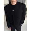 Jaqueta de Terno Gola Alta de Luxo para Homens, Elegante Vestido de Terno Normcore com Ombreiras, Uniforme Curto