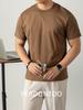 Camiseta de Manga Curta 80S com Toque Gelado de Algodão Mercerizado com Amônia Líquida para Homens Verão 2025 Luxo Acessível Versão Limpa Roxo Toque Fresco Tops Casuais