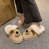 Pantufas Meias Fechadas de Cachorro Desenho Animado Fofo para Mulheres, Novidade Outono e Inverno 2025 Sapatos de Algodão Quente Antiderrapantes para Interior com Solado Grosso