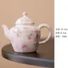 Xícara de chá de cerâmica pintada à mão com cor sob esmalte, xícara mestra, conjunto de chá Kung Fu, rosa, de alto valor, especial para mulheres, tampa de bule, tigela