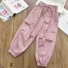 Niños Medianos y Grandes Niños Niñas Elegantes Modernos Simples Delgados Dopamina Cargo Joggers Pantalones Deportivos Versátiles Pantalones Casuales Primavera