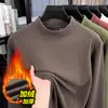 Sudadera de felpa gruesa de 520 g para hombre, nuevo estilo de invierno 2025, cuello semi-alto casual, capa base cálida