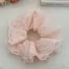 Goma para el pelo de estilo coreano de alta gama con estampado de cuadros y lunares y borde de encaje, estilo dulce y relajado, hace que la cara se vea más pequeña