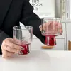 Diseño de Nicho Estilo Ins Sentido Avanzado Taza Roja Dulce Personalizada para Bebidas Frías Taza de Café Taza de Cóctel de Vidrio