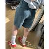 Usa Shorts de Mezclilla de Cintura Alta para Personas Pequeñas, Estudiantes, Pantalones Retro Azules de Pierna Ancha para Mujer 2025, Nuevo Estilo de Verano