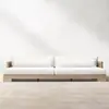 Sofá de Exterior de Teca Sala de Modelo Balcón al Aire Libre Cama de Madera Maciza Patio de Diseñador Protección Solar Impermeable Muebles de Ratán