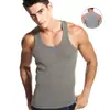 Camiseta interior de algodón acanalado blanca para hombre, de verano, deportiva, ajustada, tipo tank top, chaleco de tirantes cruzados para hombre