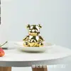Prato de Joias Eletroplateado de Cerâmica Estilo Europeu Prato de Armazenamento Desenho Animado de Animal Prato para Anéis Artesanato de Cerâmica Decoração Criativa para Casa